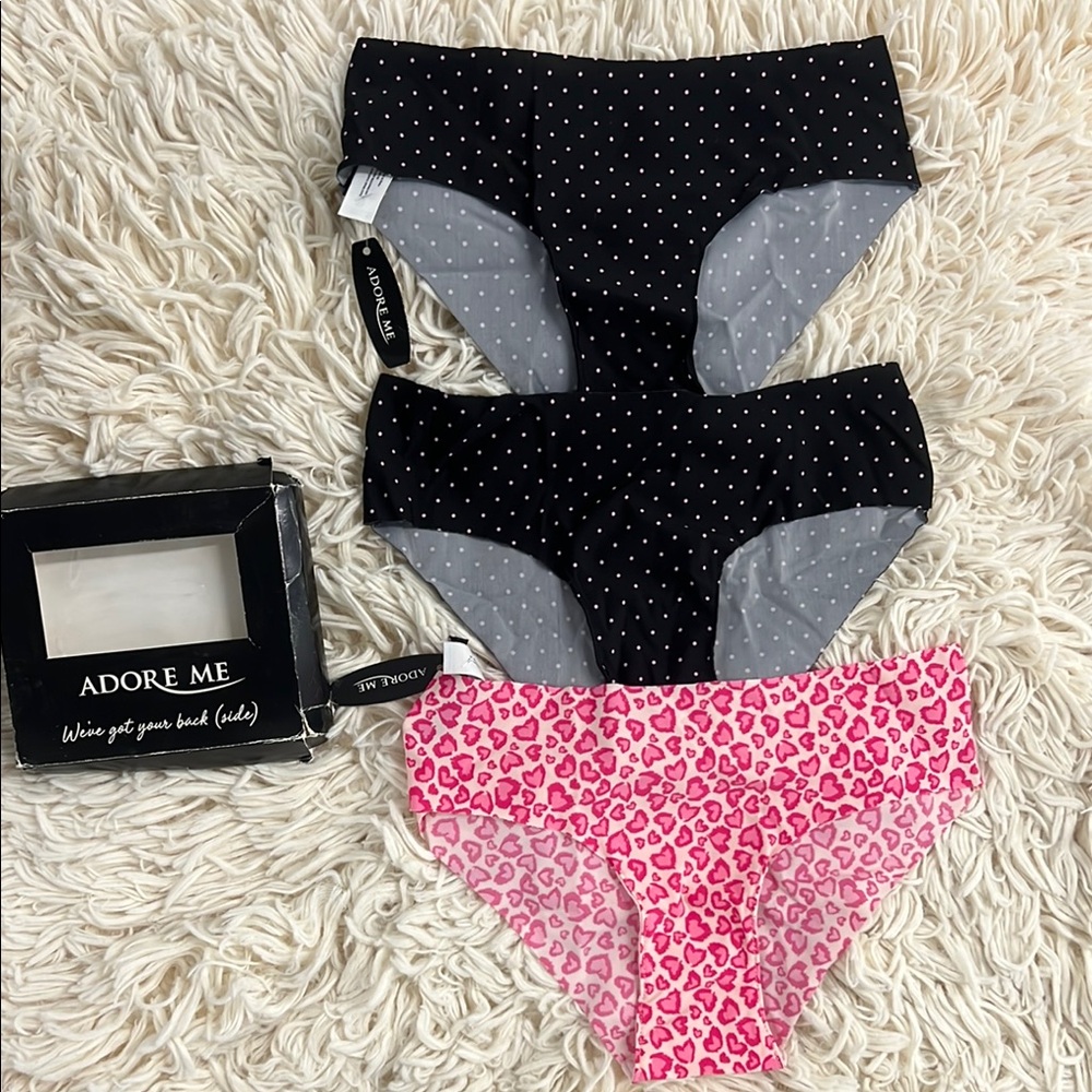 Adore Me Black Polka Dot & Pink Leopard  Bikini Bottoms size XS